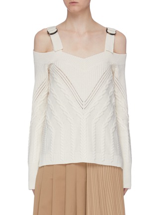 Main View - Click To Enlarge - SIMKHAI - Mix knit cold shoulder sweater