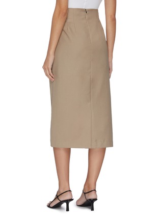 Back View - Click To Enlarge - KIMHĒKIM - 'Venus' faux pearl button ruched midi skirt