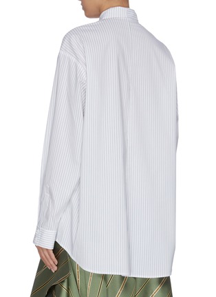 Back View - Click To Enlarge - KIMHĒKIM - 'Cameron' front tie logo-embroidered stripe shirt