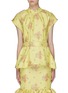 Main View - Click To Enlarge - MING MA - Cape back floral brocade peplum top
