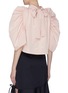 Back View - Click To Enlarge - MING MA - Bow tie back gathered puff sleeve top