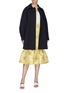 Figure View - Click To Enlarge - MING MA - String tie pleated sleeve wool coat