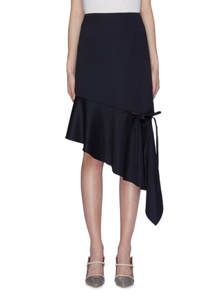 Main View - Click To Enlarge - MING MA - Bow tie slit hem asymmetric drape skirt