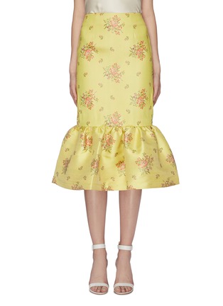 Main View - Click To Enlarge - MING MA - Floral brocade peplum skirt