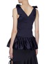 Back View - Click To Enlarge - MING MA - Bow strap satin peplum top