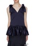 Main View - Click To Enlarge - MING MA - Bow strap satin peplum top
