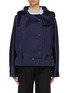 Main View - Click To Enlarge - MING MA - Contrast hood drawstring waist satin jacket