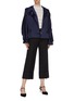 Figure View - Click To Enlarge - MING MA - Contrast hood drawstring waist satin jacket