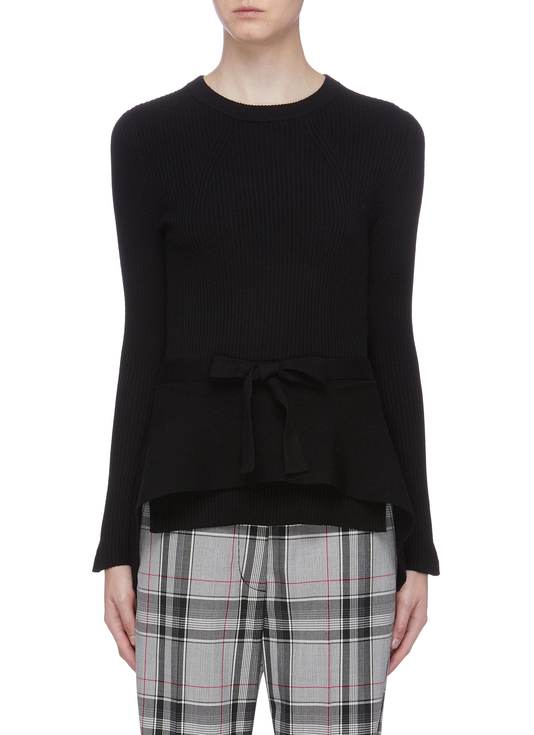 Belted layered front rib knit top by 3.1 Phillip Lim