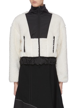 Main View - Click To Enlarge - 3.1 PHILLIP LIM - Contrast bib shearling cropped high neck bomber jacket