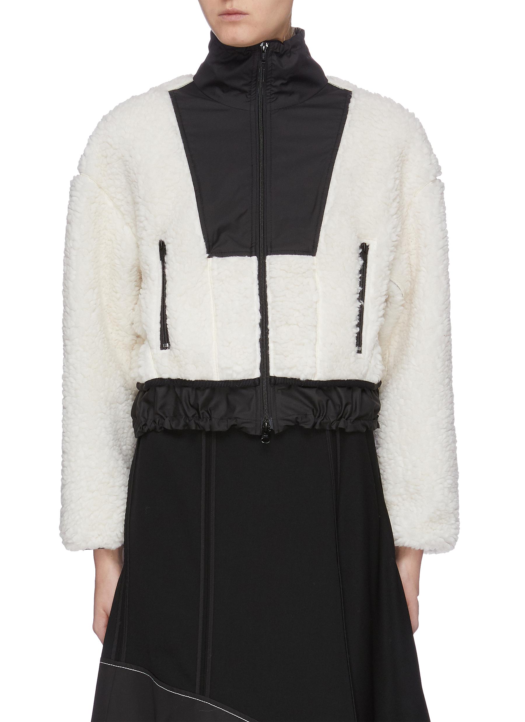 Contrast bib shearling cropped high neck bomber jacket by 3.1 Phillip Lim