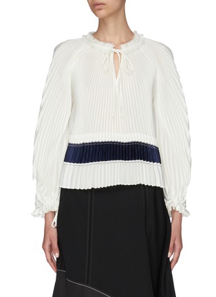Main View - Click To Enlarge - 3.1 PHILLIP LIM - Tie keyhole front pleated blouse