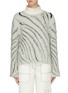 Main View - Click To Enlarge - 3.1 PHILLIP LIM - Zebra stripe cutout fringe turtleneck sweater
