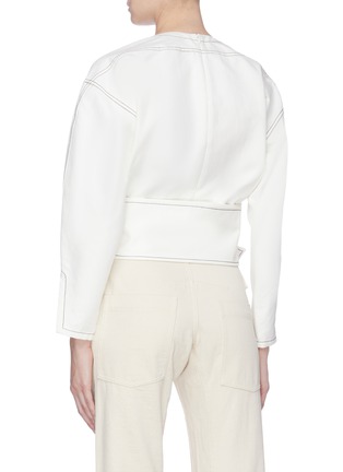 Back View - Click To Enlarge - 3.1 PHILLIP LIM - Belted contrast top stitching twill top