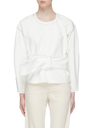 Main View - Click To Enlarge - 3.1 PHILLIP LIM - Belted contrast top stitching twill top