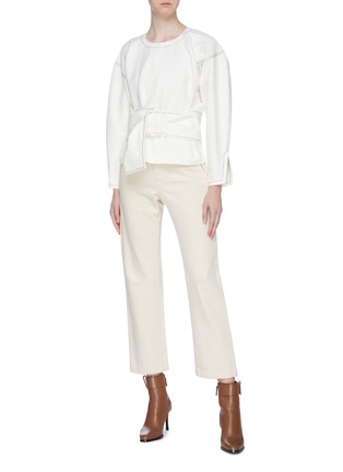 Figure View - Click To Enlarge - 3.1 PHILLIP LIM - Belted contrast top stitching twill top