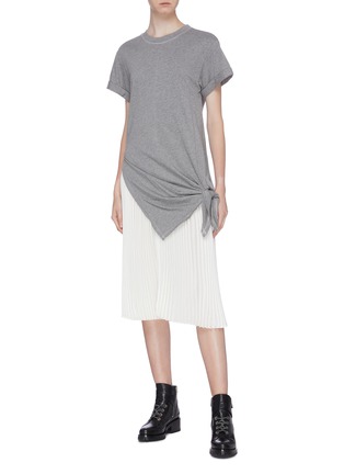 Figure View - Click To Enlarge - 3.1 PHILLIP LIM - Tie side pleated underlay T-shirt dress