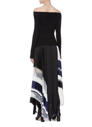 Back View - Click To Enlarge - 3.1 PHILLIP LIM - Contrast pleated asymmetric stripe hem off-shoulder dress