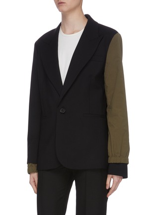 Detail View - Click To Enlarge - MONSE - Hooded jacket underlay Virgin wool blazer