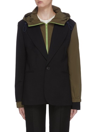 Main View - Click To Enlarge - MONSE - Hooded jacket underlay Virgin wool blazer