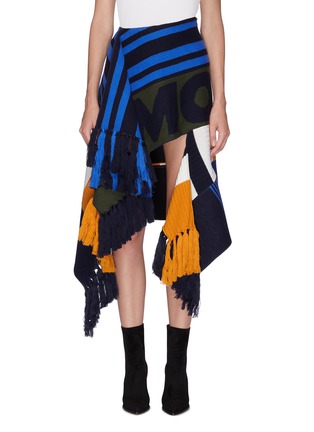 Main View - Click To Enlarge - MONSE - Patchwork mixed print asymmetric scarf skirt