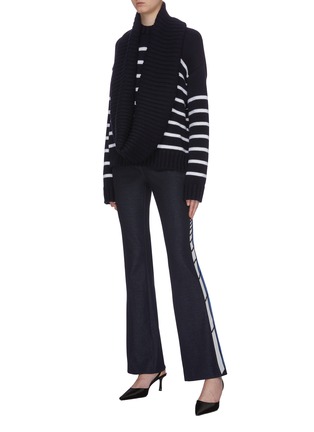 Figure View - Click To Enlarge - MONSE - Zip cuff stripe jacquard outseam pants