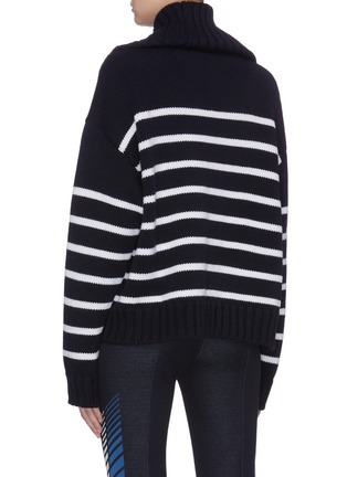 Back View - Click To Enlarge - MONSE - Scarf panel stripe Merino wool sweater