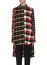 Main View - Click To Enlarge - MONSE - Check plaid patchwork high-low shirt