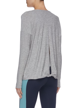 Back View - Click To Enlarge - BEYOND YOGA - 'Draw The Line' long sleeve slit back tie top