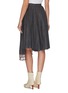 Back View - Click To Enlarge - JONATHAN LIANG - Pleated windowpane check asymmetric lace-trim skirt