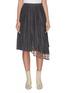Main View - Click To Enlarge - JONATHAN LIANG - Pleated windowpane check asymmetric lace-trim skirt