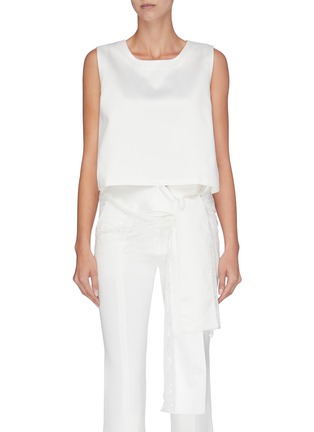 Main View - Click To Enlarge Main View - Click To Enlarge - JONATHAN LIANG - Lace trim tie waist cropped sleeveless top