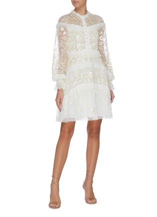Figure View - Click To Enlarge - NEEDLE & THREAD - 'Ava' sequin and lace embroidered sheer dress