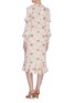 Back View - Click To Enlarge - NEEDLE & THREAD - 'Bessie' ruffle sleeve floral print satin dress