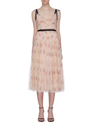 Main View - Click To Enlarge - NEEDLE & THREAD - 'Think Of Me Arabesque' pleated floral print tulle dress