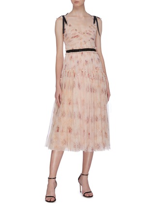 Figure View - Click To Enlarge - NEEDLE & THREAD - 'Think Of Me Arabesque' pleated floral print tulle dress