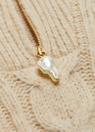  - NANUSHKA - 'Eria' faux pearl half zip high neck cropped cableknit sweater