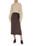 Figure View - Click To Enlarge - NANUSHKA - 'Eria' faux pearl half zip high neck cropped cableknit sweater