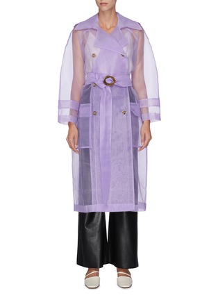 Main View - Click To Enlarge - NANUSHKA - 'Tuscan' belted stripe cuff organza trench coat