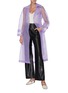 Figure View - Click To Enlarge - NANUSHKA - 'Tuscan' belted stripe cuff organza trench coat