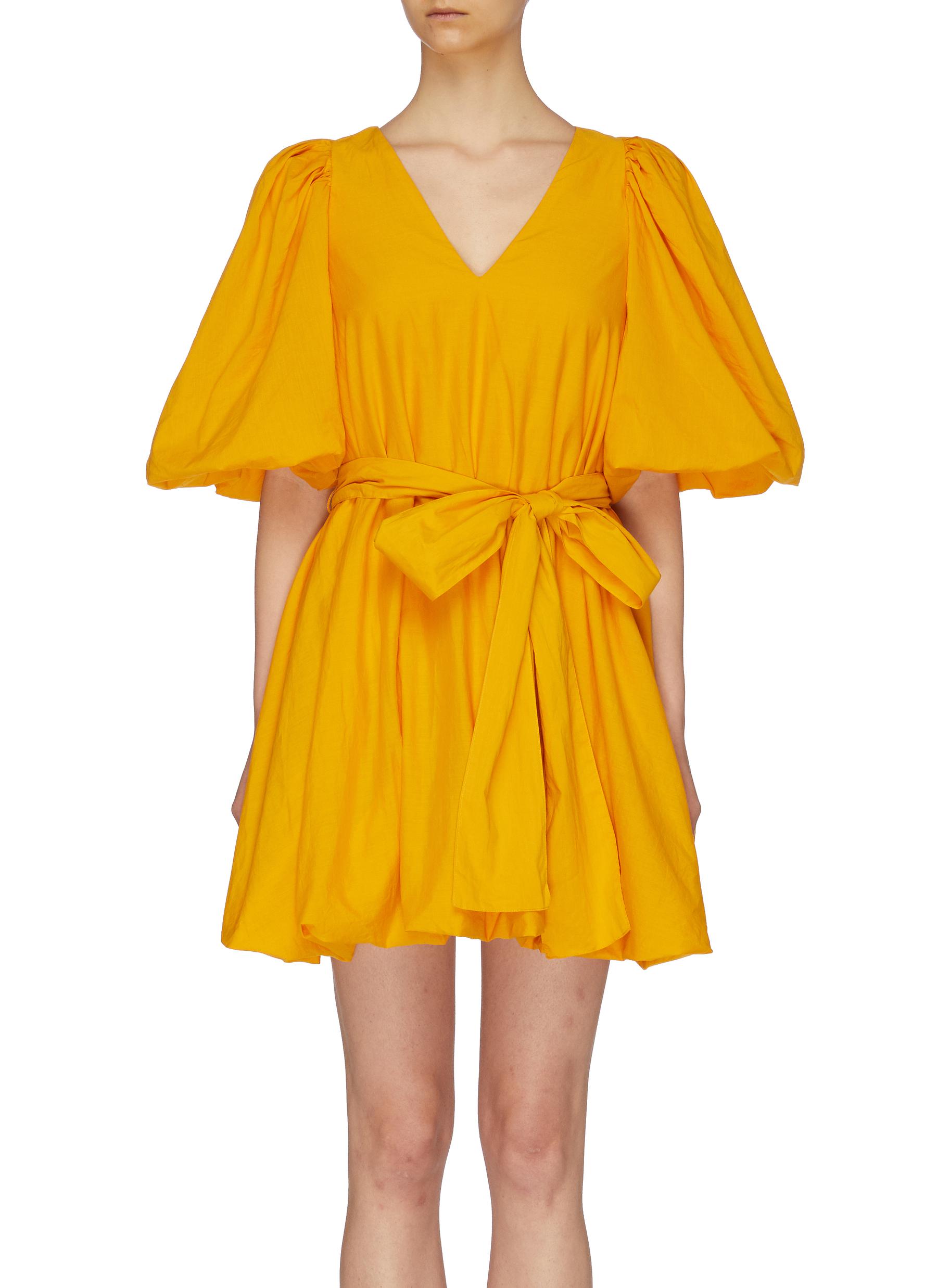 Marni belted puff sleeve bubble hem dress by Rhode Resort
