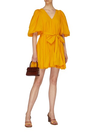 Figure View - Click To Enlarge - RHODE RESORT - 'Marni' belted puff sleeve bubble hem dress