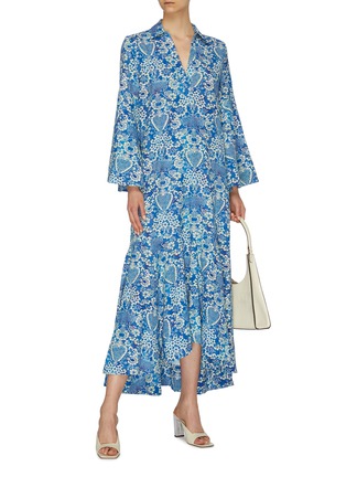 Figure View - Click To Enlarge - RHODE RESORT - 'Gia' flared sleeve tapestry print V-neck dress