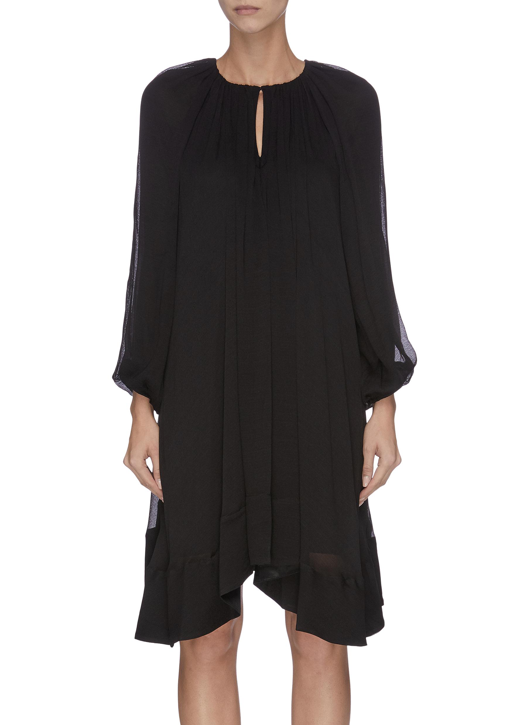 Ruche V-neck bishop sleeve dress by 3.1 Phillip Lim