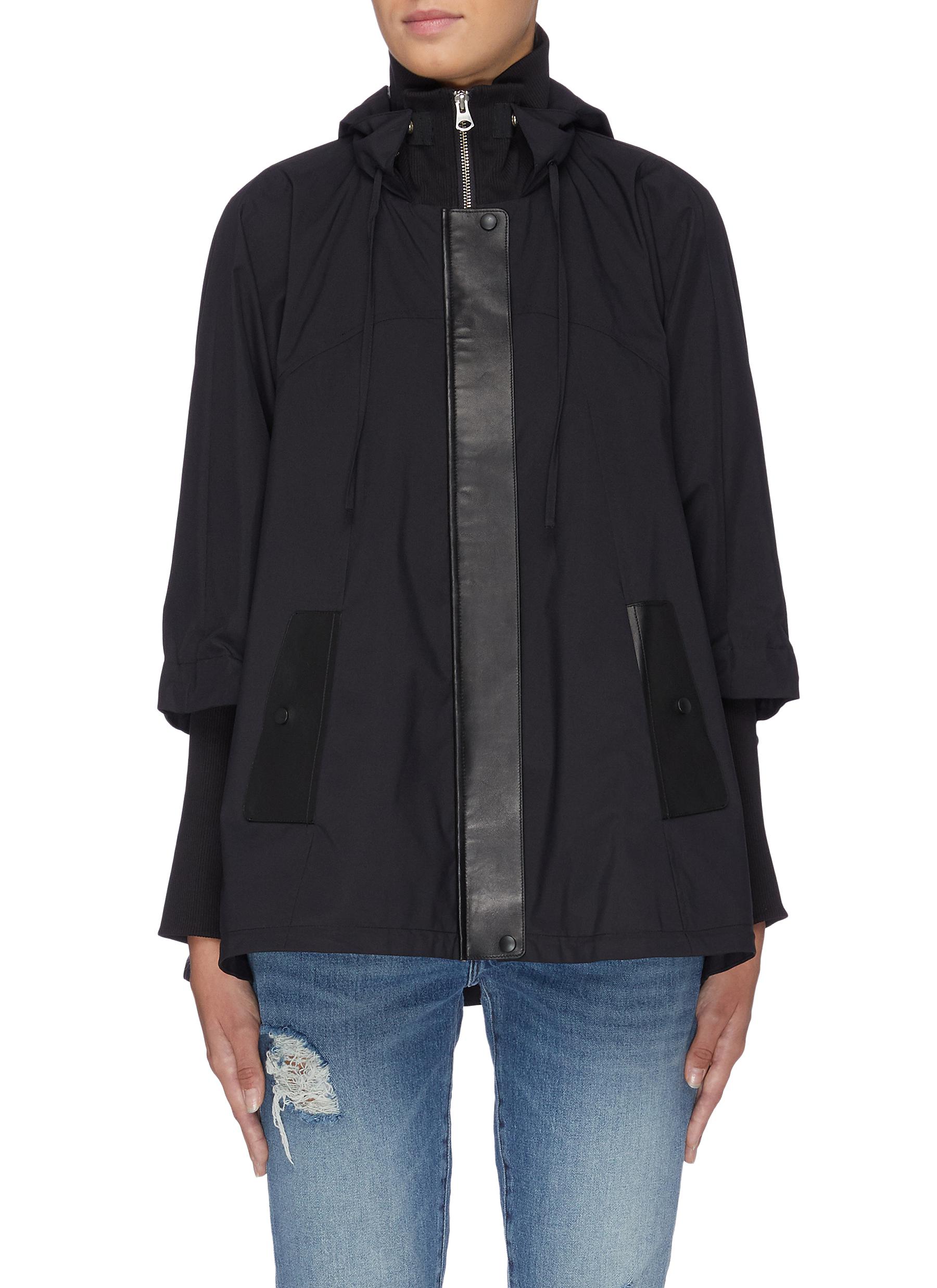 Hooded ruched collar jacket by Short Sentence