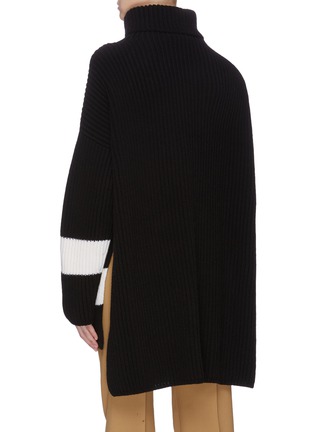 Back View - Click To Enlarge - JOSEPH - Colourblock high-low turtleneck poncho sweater