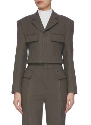 Main View - Click To Enlarge - SANS TITRE - Textured double pocket cropped jacket