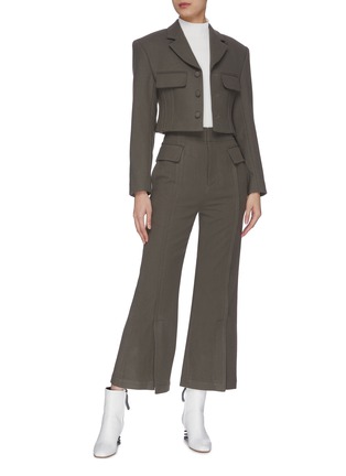 Figure View - Click To Enlarge - SANS TITRE - Textured double pocket cropped jacket