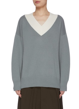 Main View - Click To Enlarge - SANS TITRE - Contrast V-neck sweater