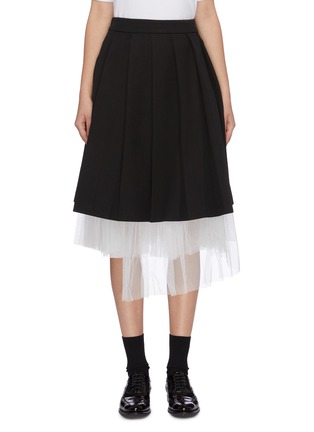 Main View - Click To Enlarge - SHUSHU/TONG - Tulle underlay pleated skirt